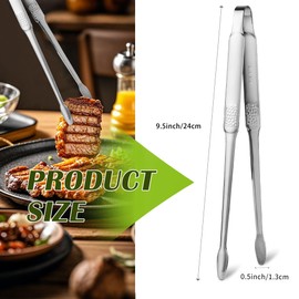 4 Pcs 9.5-Inch Stainless Steel Korean & Japanese BBQ Tongs for Grilling and Cooking