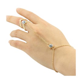 Yienate Boho Rhinestone Finger Chain Bracelet Creative Arrow Jewelry for Women and Girls, Metal