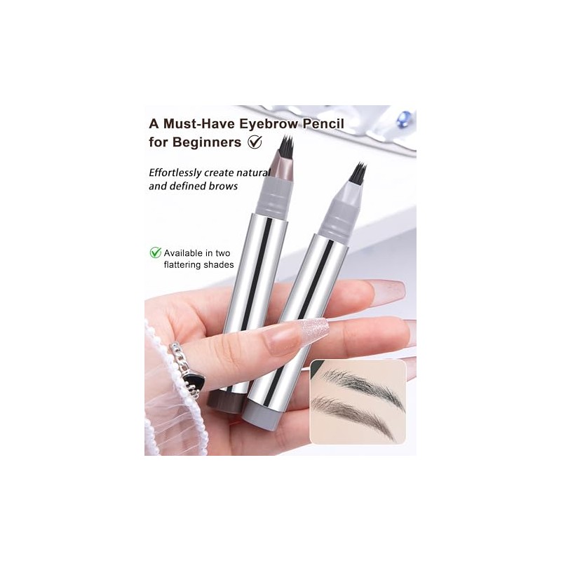 Erinde Lápiz de Cejas Líquido con Efecto Microblading,02 Brown Fórmula