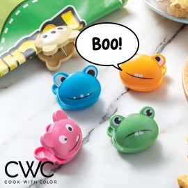 COOK WITH COLOR Cute Bag Clips - 10 Pc. Set of Funny Chip Clips and Snack Clips - Kitchen and Food Bag Clips for Airtight Seal for Food Storage (Monster 2)