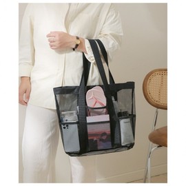 Waterproof Mesh Beach Bag with Pockets for Water Activities UC-0115 Black/Large