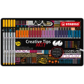 Multi-Tip Pen Set - STABILO Creative Tips - ARTY - Tin of 50 - URBAN - Assorted Colours