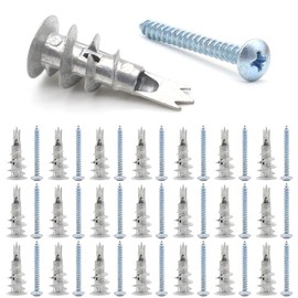 30 Pack Plasterboard Fixings Raw Plugs and Screws 3 Pointed Tips Self Drilling Plasterboard Cavity Wall Screws and Drywall Anchors
