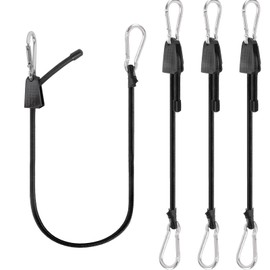 GOLDEROC Adjustable Bungee Cords with Carabiner Clips, 4 Pcs Bungee Cords with Hooks 1m, Bungee Straps, Heavy Duty Bungee Cords with Hooks for Camping, Car Motorcycle Bike Luggage Securing（Black)