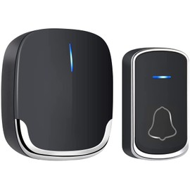 YYQ Waterproof Wireless Doorbell Outdoor Indoor 300M 58 Ringtones 5 Volume Levels for Home Business (1 Transmitter + 1 Receiver) (Black)
