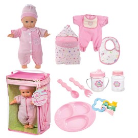Toysmith Deluxe Baby Ensemble 12- Piece Doll Playset - 11 1/2" soft body doll with change of clothes (clothing may vary)