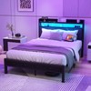 VERFARM Full Bed Frame with LED Lights Storage Upholstered Headboard