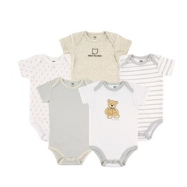 Hudson Baby Unisex Baby Cotton Bodysuits, Bear 5-Pack, 3-6 Months