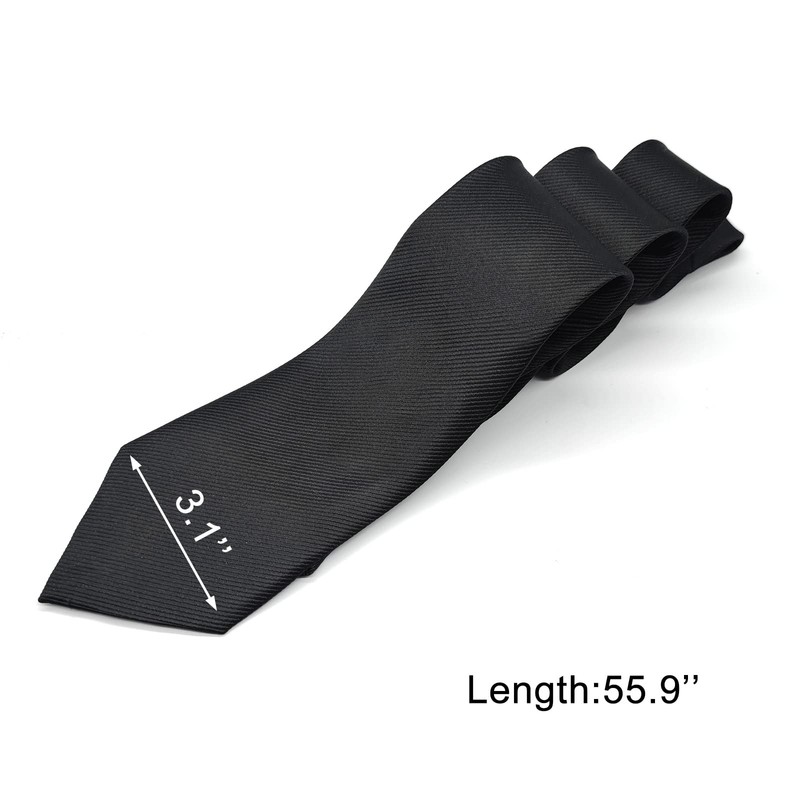 Classic Black Mens Solid Ties Neckties for Men Formal Neck