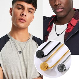 FindChic Men's Women's Football Basketball Volleyball Rugby Ball Baseball Pendant Ball Jewellery, Stainless Steel