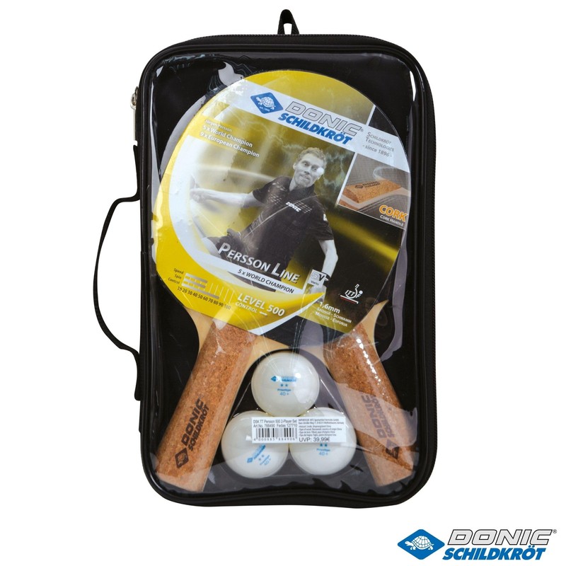 Donic-Schildkröt Table Tennis Set Persson 500, 2 Bats with cork-