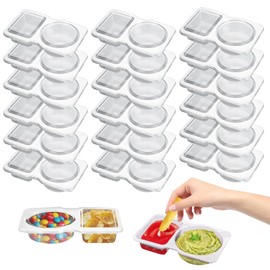 SFSSHUI Pack of 20 snack containers, portable snack boxes, snack pack containers, two-chamber spice containers, storage containers with lid, reusable.