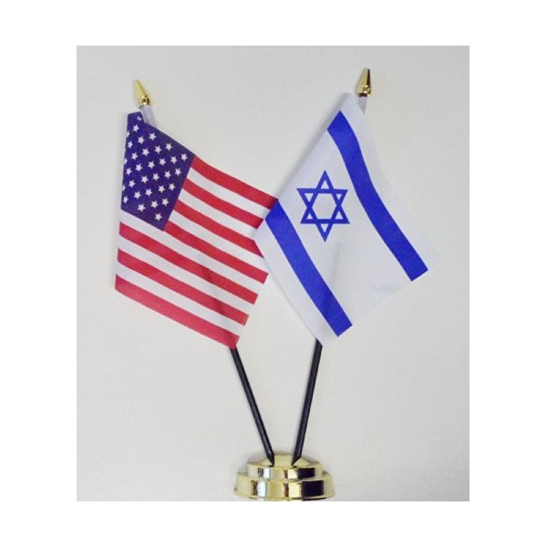 1000 Flags United States of America & Israel Friendship Table Flag Display 25cm (10")