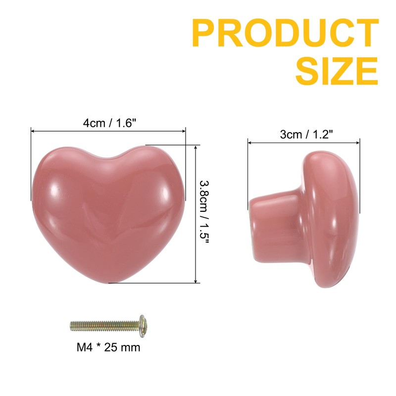 sourcing map 2 Packs Ceramic Drawer Knobs, Heart-Shaped Dresser Pulls,