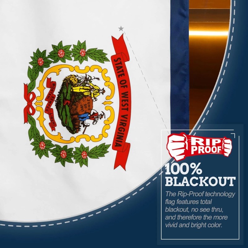 Anley Rip-Proof Double Sided 3-Ply West Virginia State Flag 3x5