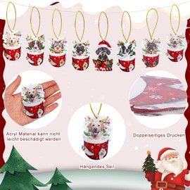 JULMELON Christmas Tree Decorations, Pack of 10 Dog 2D Christmas Pendants Acrylic Christmas Decorations for Hanging Christmas Tree Decorations for Car Decoration