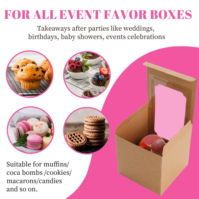 NPLUX 50 Pcs Cupcake Boxes Individual Cupcake Containers Pre-Assembled Single