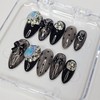 Black see-through handmade nail tips - long stiletto / 블랙