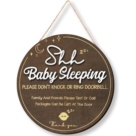 Shhh Baby Sleeping Sign for Front Door - Please Do Not Knock Or Ring Doorbell Sign, Baby Sleeping Door Sign, No Knocking Door Pendant, No Soliciting Do Not Knock Decoration