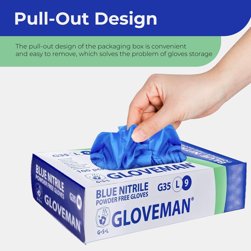 K-MART Gloveman Blue Nitrile Disposable Gloves (Box of 100) (Large)