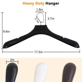 DEDU Suit Hangers for Men 100 Pack, Extra Wide Suit Hanger Non Slip Width 17.7", Thick Plastic Coat Hangers Black with Metal Hook