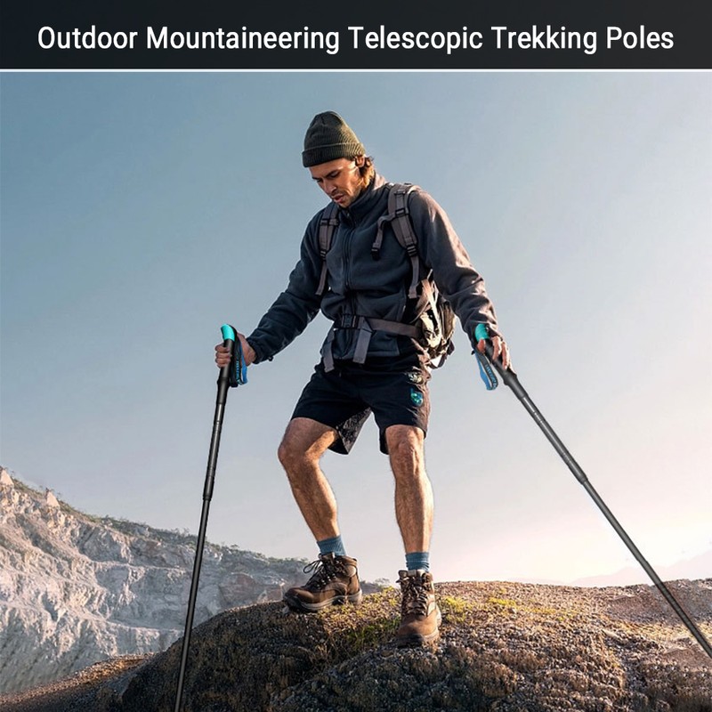 Mountaineering Telescopic Trekking Poles Aluminum Alloy Hiking Stick Collapsible Walking