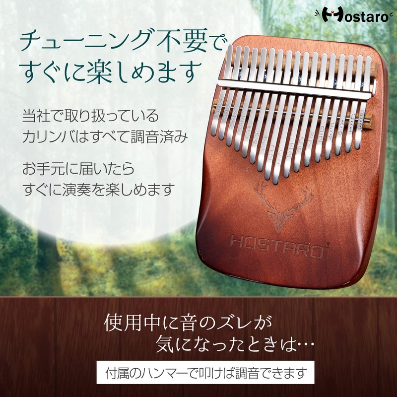 Hostaro Kalimba Thumb Piano, Solid, 17 Keys, Popular, Premium Protective
