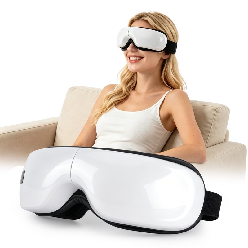 Eye Massager with Heat，Foldable Bluetooth Eye Mask，Eye Mask for Eye