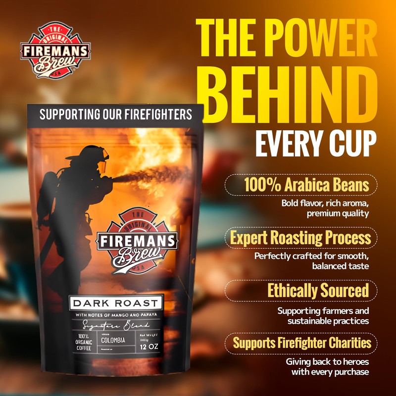 Firemans Brew Dark Roast Coffee – Bold & Robust Ground