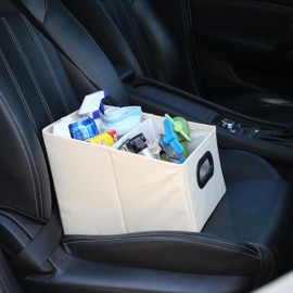 AOKJOY Car Seat Organizer Collapsible Passenger Seat Organizer Car Caddy Organizer Backseat Car Storage Organizer Front Seat for Kids beige