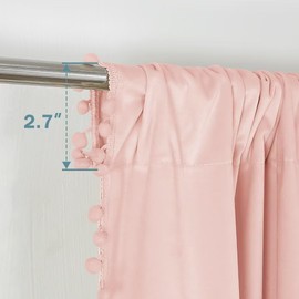 YURIHOME Pom Pom Velvet Curtains 96 Inches for Bedroom, Pink Velvet Curtains- Thermal Insulated Room Darkening Sun Blocking Rod Pocket Window Drapes for Living Room, 2 Panels, 52 x 96 Inches