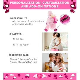 DolliBu Happy Mother's Day Super Soft Plush Unicorn Handbag - Cute Stuffed Animal Purse with Pink Heart Message for Best Mommy, Grandma, Wife, Daughter - 11" Inches