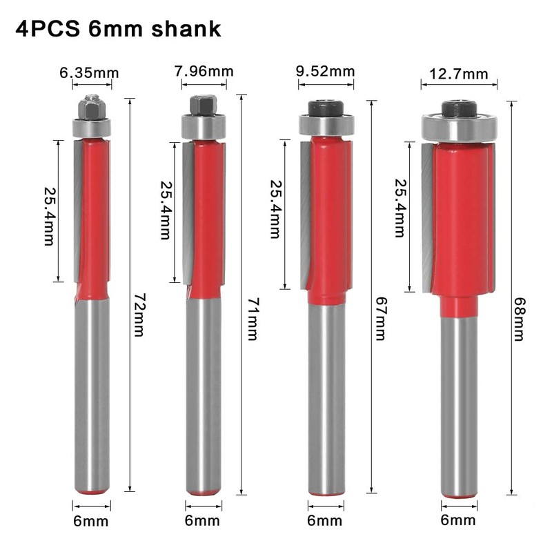 Baorder 6 mm Shank 4 Pieces Milling Cutter Groove Cutter