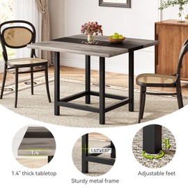 LITTLE TREE 39-Ince Square Small Conference Room Table for 4 People,Wood Computer Desk for Home Office, Small Space (Chair not Included)