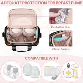 Fasrom Wearable Breast Pump Bag with Cooler Compartment Compatible with Momcozy, Medela and Willow Pumps, Portable Pumping Carrying Case with Waterproof Mat, Black (Empty Bag Only)