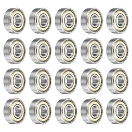 sourcing map 20Pcs 608ZZ Deep Ball Bearings 7.9x22x7mm High Carbon Steel Double Sealed Bearings for Electric Motor, Home Appliances, Garden Machinery, Silver Tone