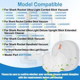 3 Pack HV301 Filter Replacement for Shark rocket HV300 HV292 HV300W HV302 HV301 HV305 HV308 HV310 UV450 CS100 QS302 Ultralight Corded Stick Vacuum, Part XFFV300