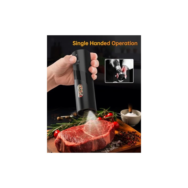 Rechargeable Electric Salt and Pepper Grinder Set with Base