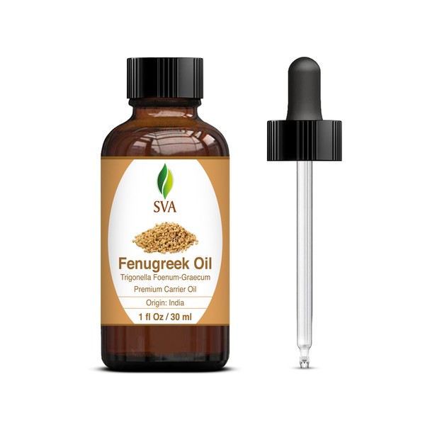 SVA Fenugreek Oil 1oz (30ml) Premium Carrier Oil with Dropper for Hair Care, Hair Oiling, Scalp Massage & Skin Care