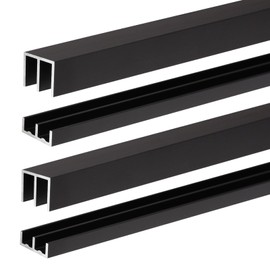 Heneymo 2 Sets Metal Sliding Door Track Set for 1/4" Thick Panels Glass Cabinet Door Window Sliding Track, Size 36 x 0.79 inches (Black)