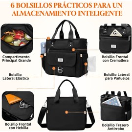 Nasjac Bolsa De Almuerzo Para Mujer Y Hombre, Lonchera TéRmica Con Cubiertos Reutilizables, Bolsa Loncheras Gran Capacidad A Prueba De Fugas, Mantiene Caliente O FríA, Para Trabajo Escolar Picnic