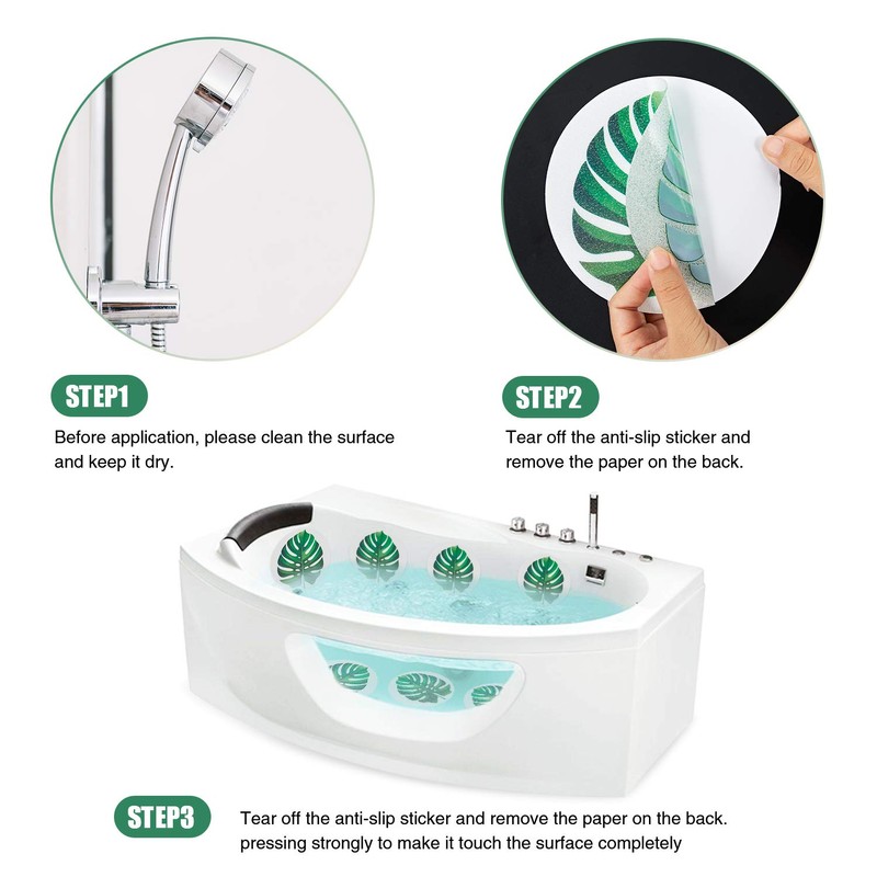 Secopad Non Slip Bathtub Stickers, 10 PCS Large Leaves Adhesive