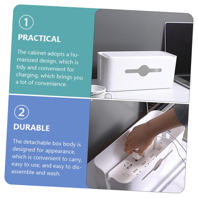 LABRIMP Cable Management Box Charging Cable Organizer Container for Desk
