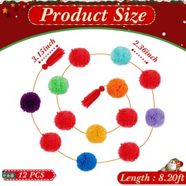 59 ft Yarn Pom Pom Garland Tassel Garland Wool Ball Garland Rainbow Hanging Garland Fiesta Party Decor for Home Wedding Birthday Party Decorations