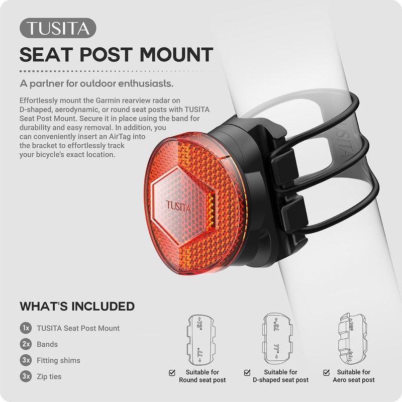 TUSITA Bicycle Mount Compatible with AirTag - Round, D-shaped, Aero