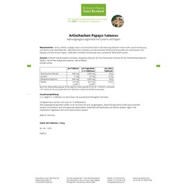 Sanct Bernhard Artichoke Papaya Tablets with the Enzyme Papain 160 Tablets