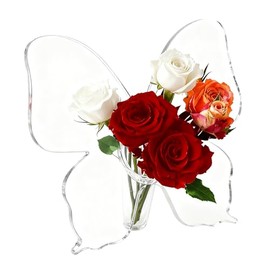 Jarrón de acrílico de mariposa transparente para flores, florero decorativo minimalista para centros de mesa, boda, fiesta, decoración del hogar, regalo único para mamá