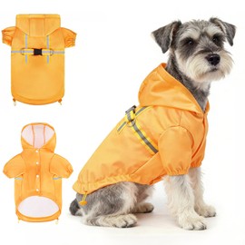BEAUTYZOO Dog Raincoats for Small Dogs Waterproof, Dog Rain Jacket with Harness Built in, Reflective Doggie Rain Vest with Hood & Leash Ring for Boy Girl Puppy, Pet Slicker Poncho Clothes, Yellow S
