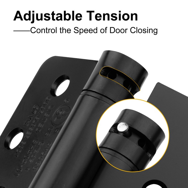Haidms 3 Pack Spring Hinge 4 Inch Matte Black Self