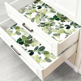 Luvdecor Shelf and Cabinet Liner Self Adhesive Liner for Kitchen Drawer Botanical Peel and Stick Contact Paper Waterproof Non-Slip Liners for Cupboard Pantry Dresser 17.7 x 78.7 in